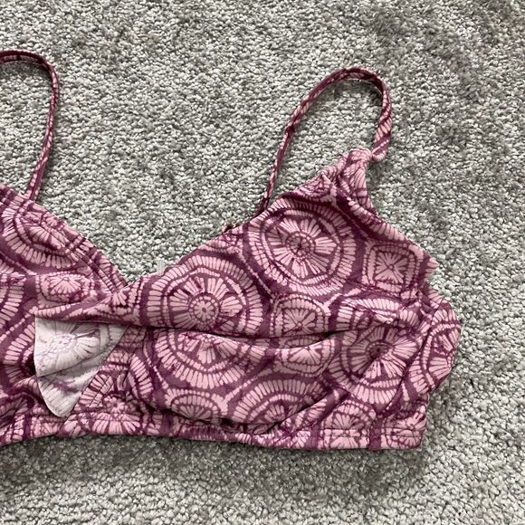 Shade & Shore Swimwear Bikini Top Womens Medium Multi Geometric Ruffle Spaghetti - Picture 6 of 14